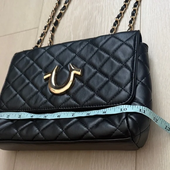 True Religion Black Quilted Shoulder Bag with Gold Accents - Picture 8 of 11